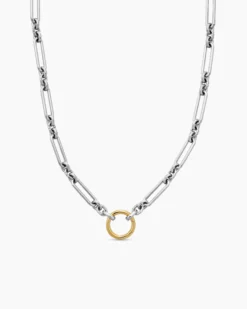 Lexington Chain Necklace Sterling Silver with 18K Yellow Gold, 4.5mm