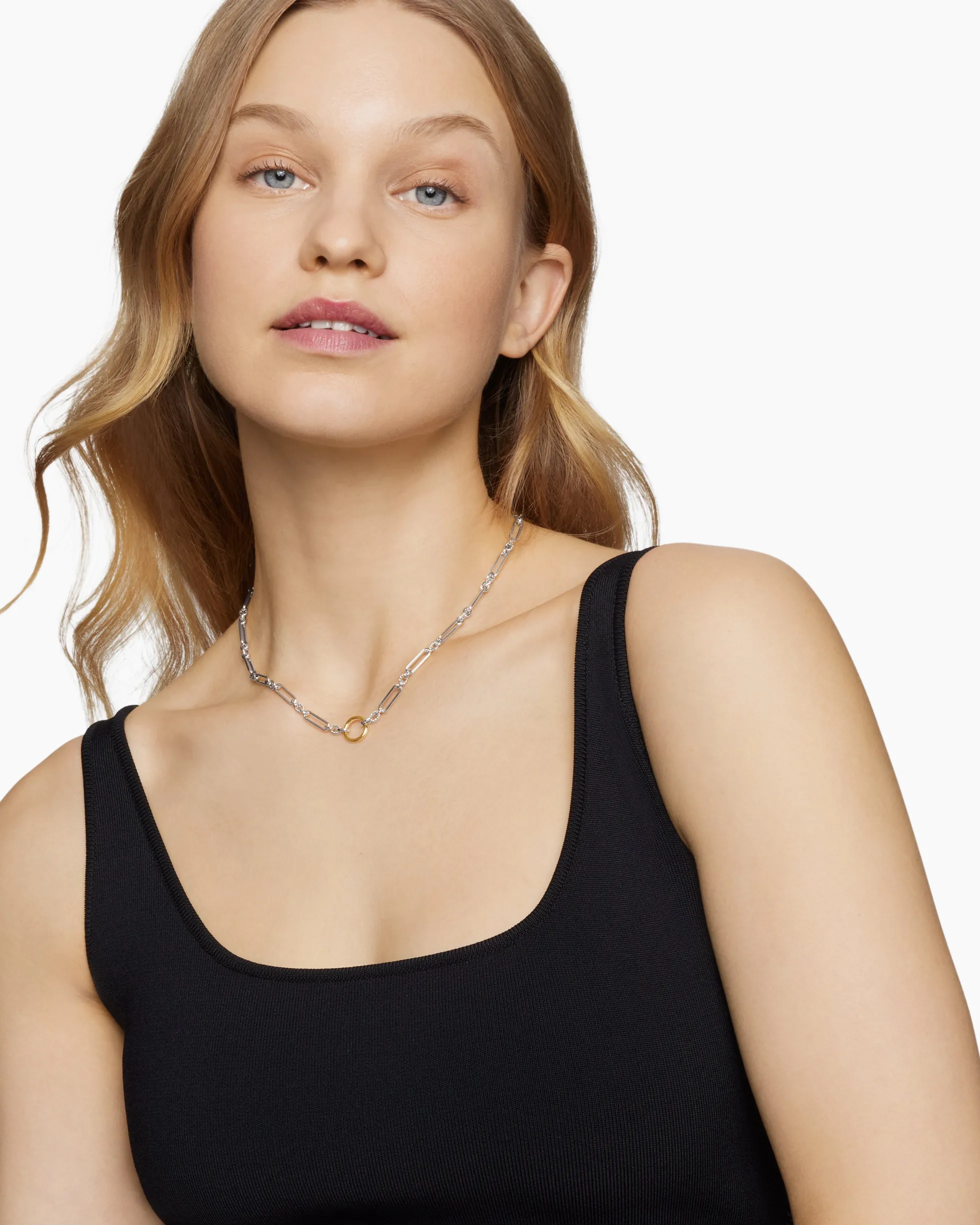 Lexington Chain Necklace Sterling Silver with 18K Yellow Gold, 4.5mm