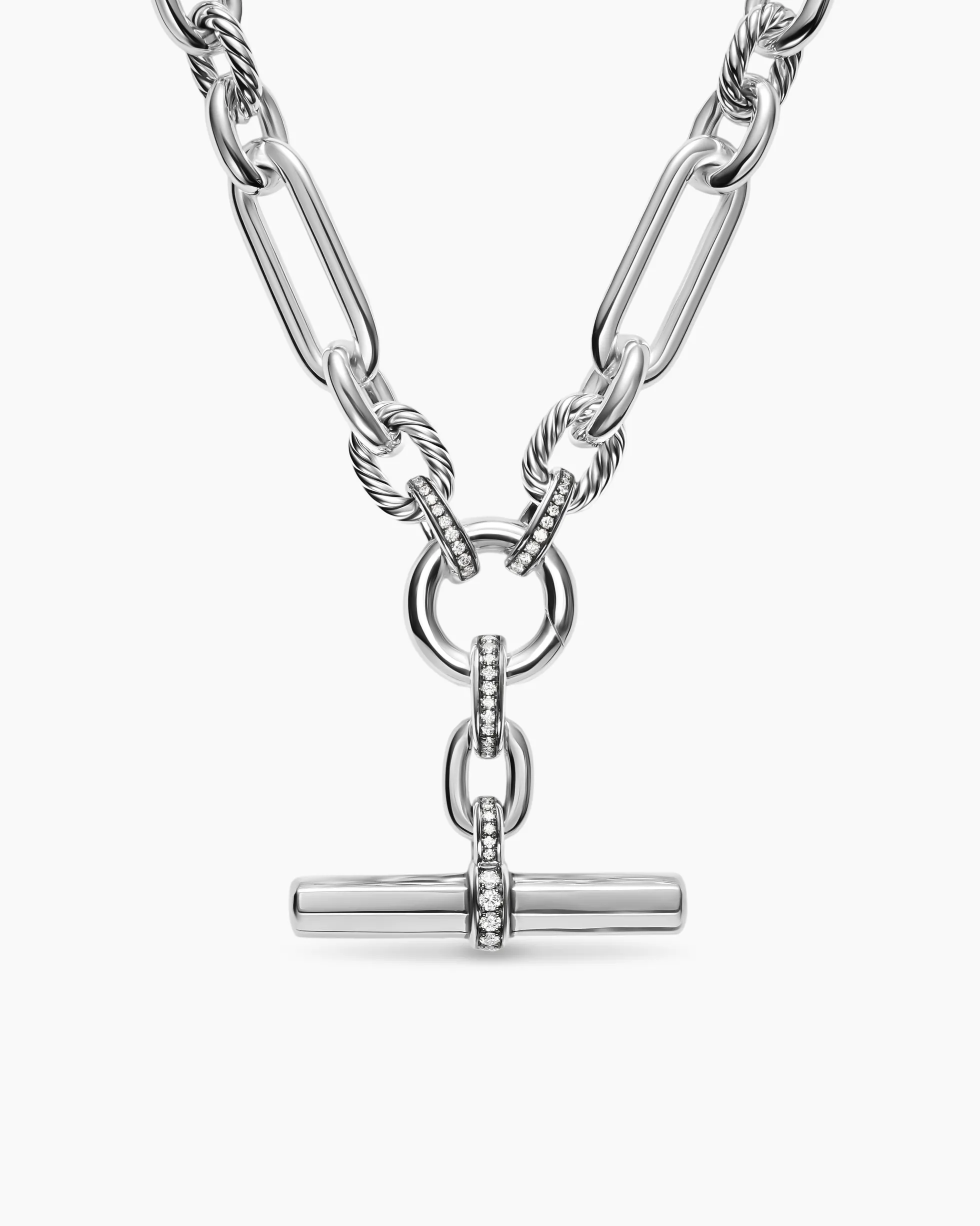 Lexington Chain Necklace Sterling Silver with Diamonds, 9.8mm