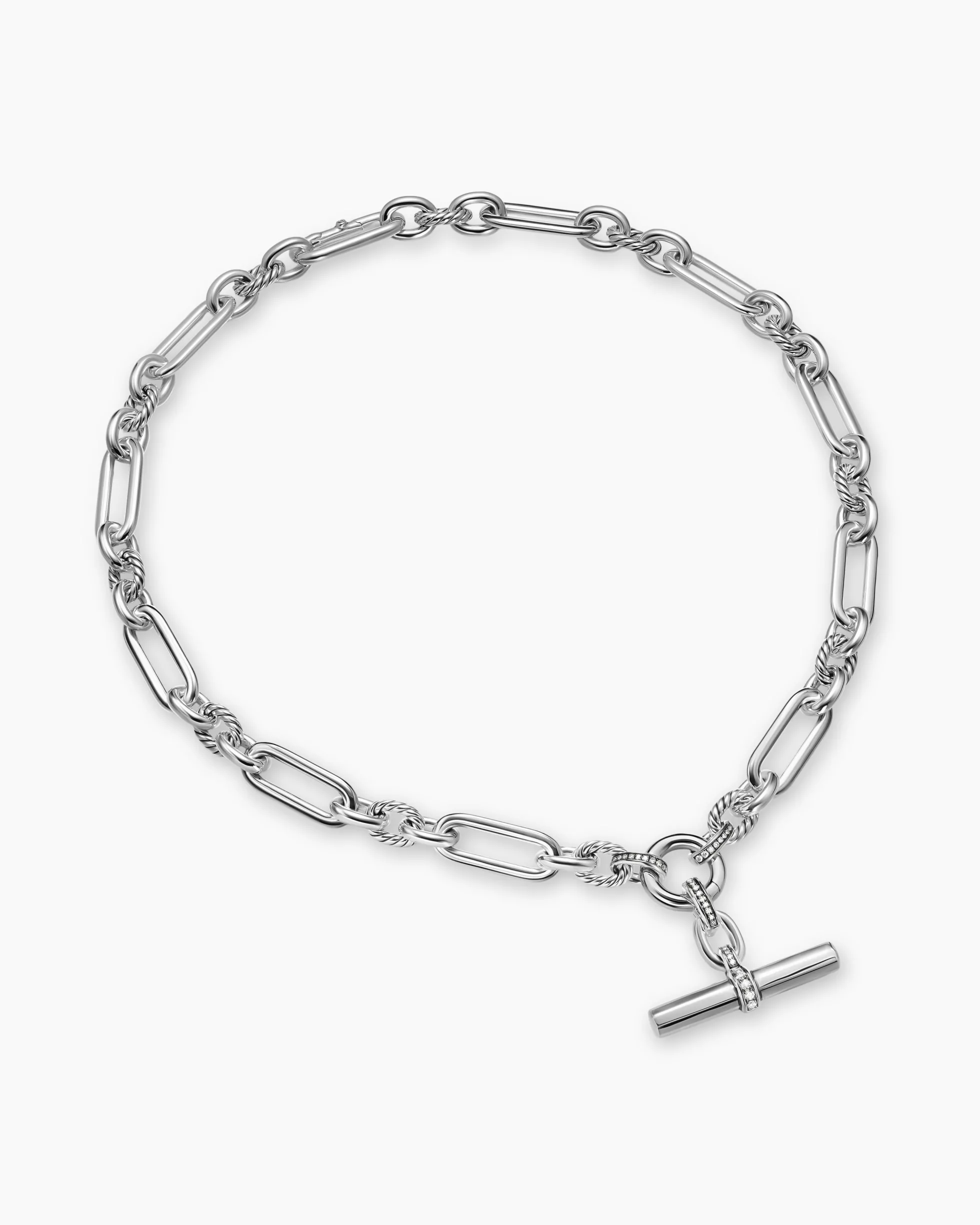 Lexington Chain Necklace Sterling Silver with Diamonds, 9.8mm