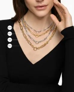 Lexington Chain Necklace Sterling Silver with Diamonds, 9.8mm