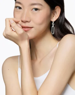 Lexington Double Link Drop Earrings Sterling Silver, 53mm