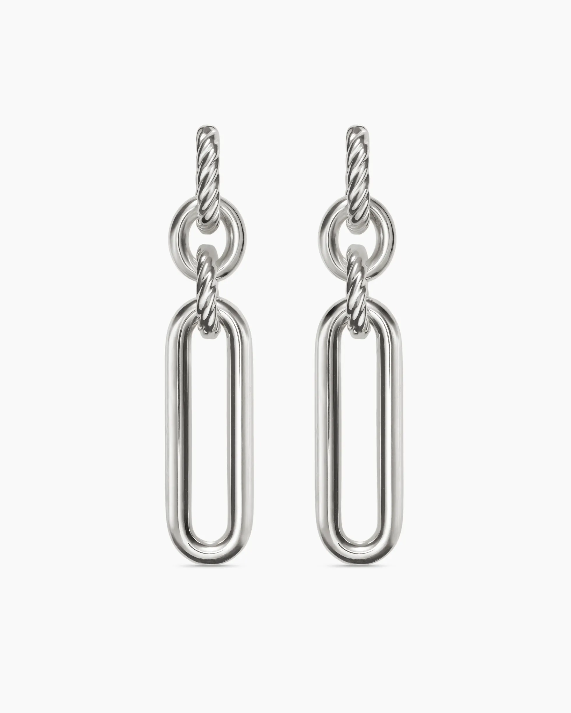 Lexington Double Link Drop Earrings Sterling Silver, 53mm