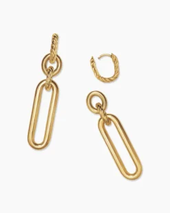 Lexington Double Link Drop Earrings 18K Yellow Gold, 53mm