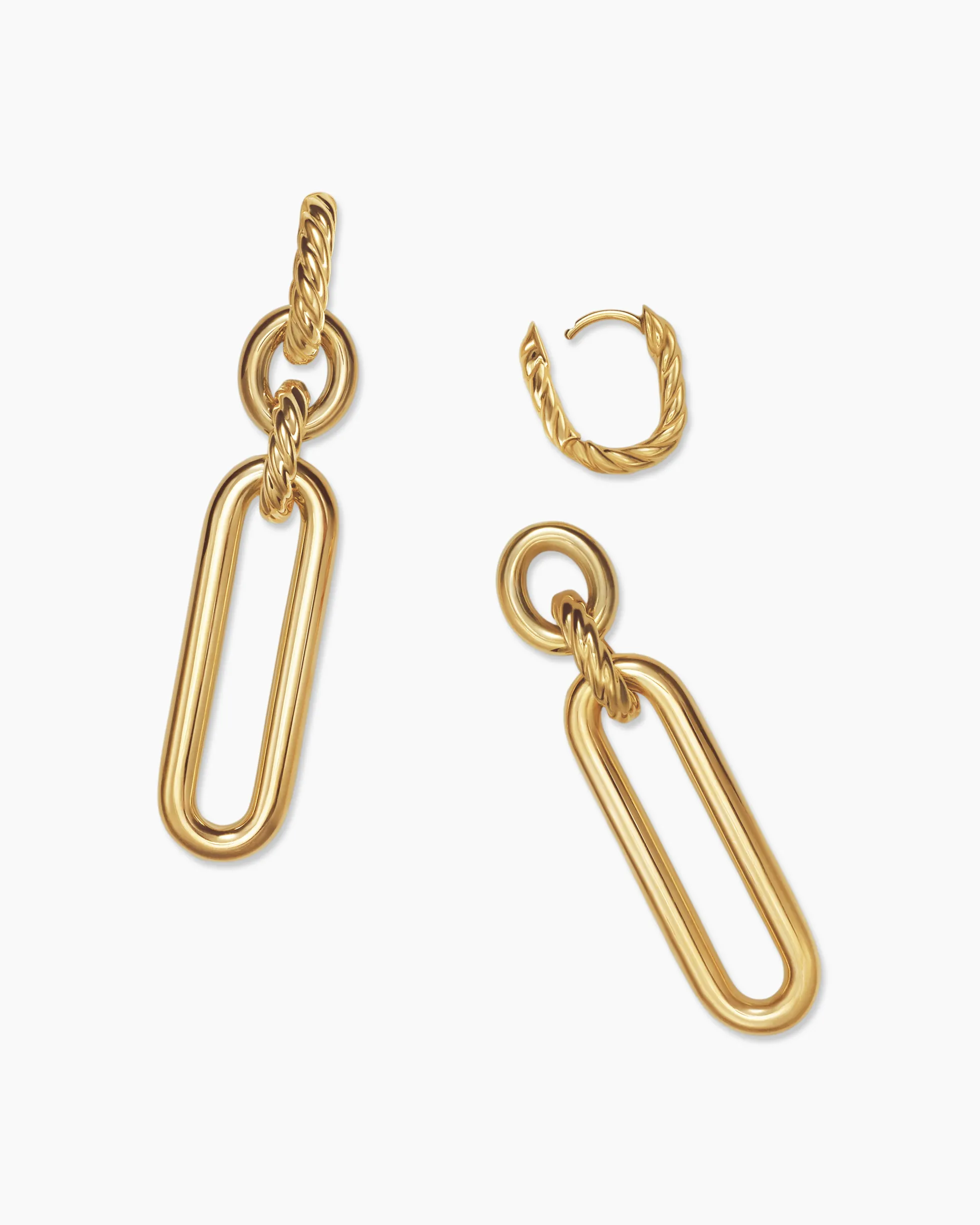 Lexington Double Link Drop Earrings 18K Yellow Gold, 53mm