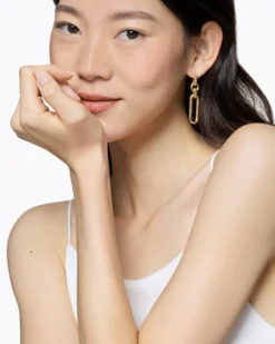 Lexington Double Link Drop Earrings 18K Yellow Gold, 53mm