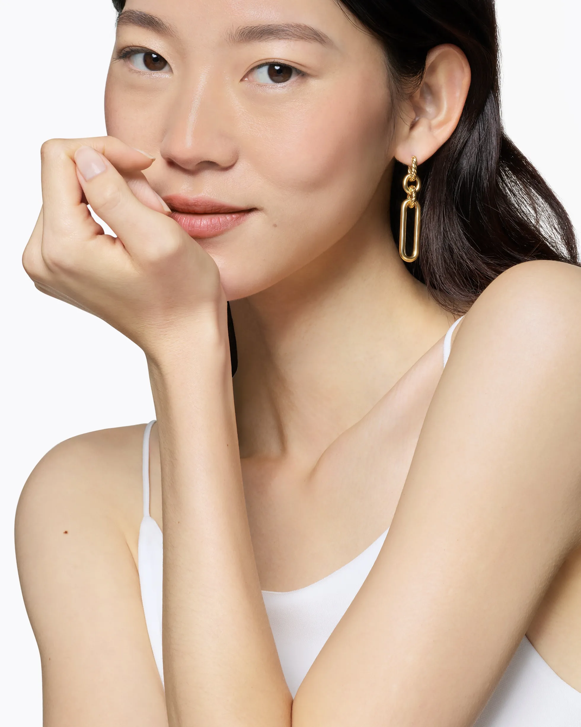 Lexington Double Link Drop Earrings 18K Yellow Gold, 53mm