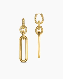 Lexington Double Link Drop Earrings 18K Yellow Gold with Diamonds, 54mm