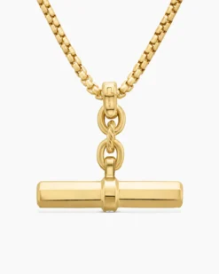 Lexington E/W Barrel Pendant 18K Yellow Gold with Diamonds, 32mm