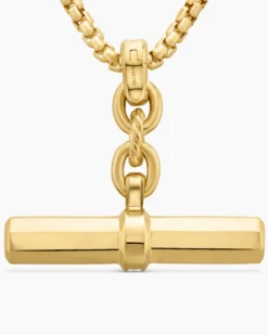 Lexington E/W Barrel Pendant 18K Yellow Gold with Diamonds, 32mm