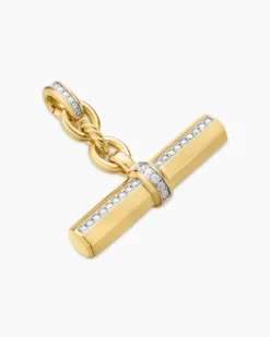 Lexington E/W Barrel Pendant 18K Yellow Gold with Diamonds, 32mm