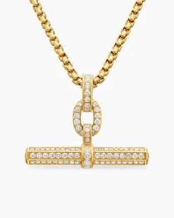 Lexington E/W Barrel Pendant 18K Yellow Gold with Diamonds, 36mm