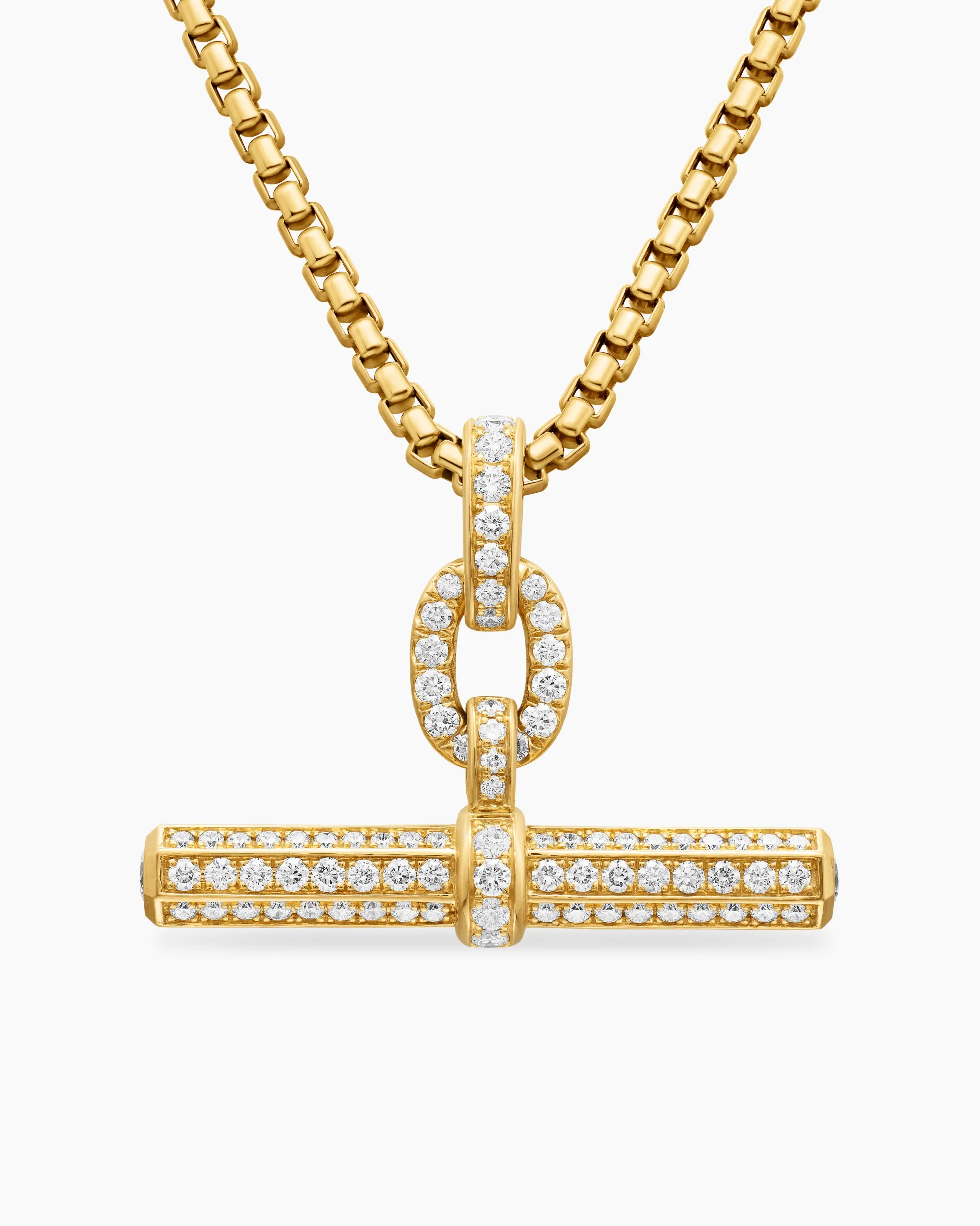 Lexington E/W Barrel Pendant 18K Yellow Gold with Diamonds, 36mm