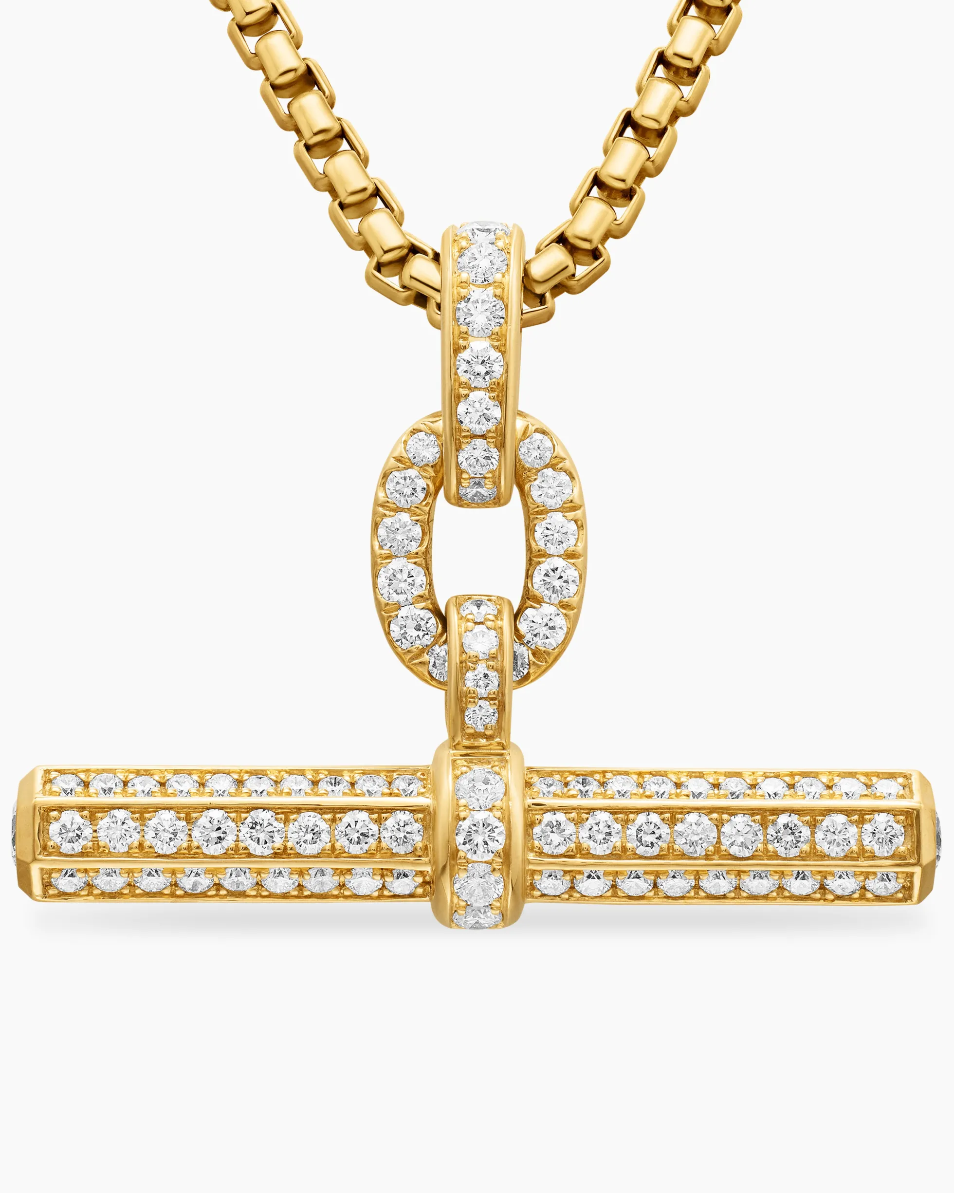 Lexington E/W Barrel Pendant 18K Yellow Gold with Diamonds, 36mm