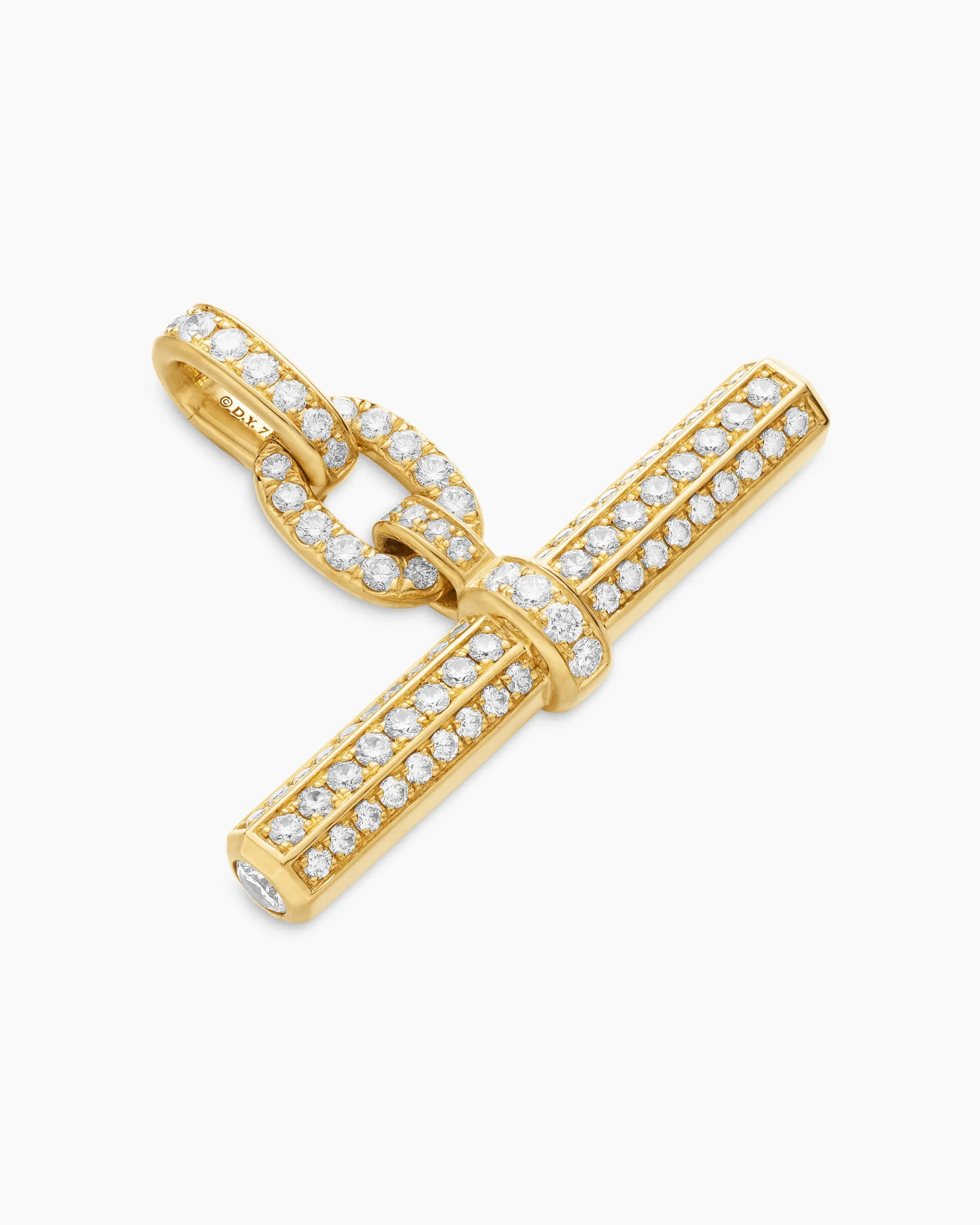 Lexington E/W Barrel Pendant 18K Yellow Gold with Diamonds, 36mm