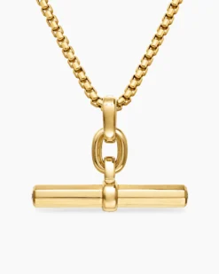 Lexington E/W Barrel Pendant 18K Yellow Gold with Diamonds, 36mm
