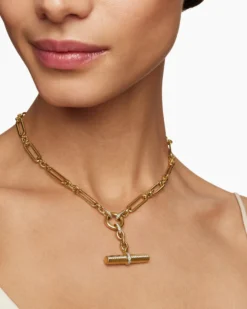 Lexington E/W Chain Necklace 18K Yellow Gold with Diamonds, 6.5mm