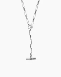 Lexington Y Chain Necklace Sterling Silver with Diamonds, 6.5mm
