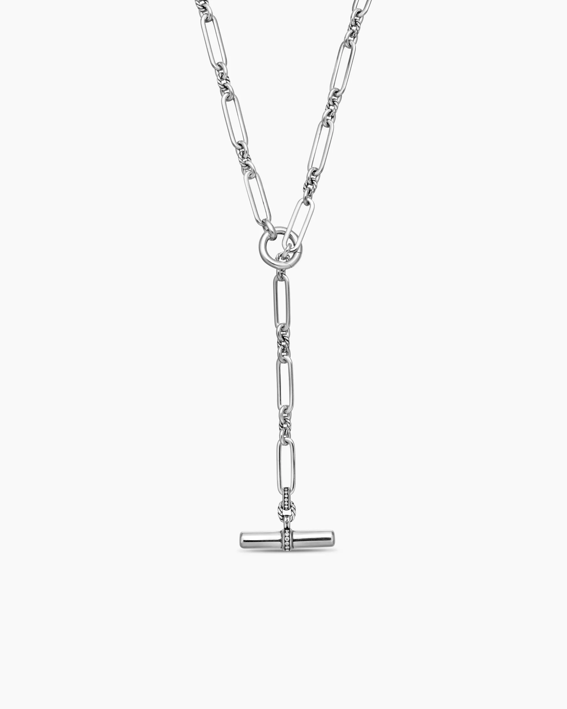 Lexington Y Chain Necklace Sterling Silver with Diamonds, 6.5mm