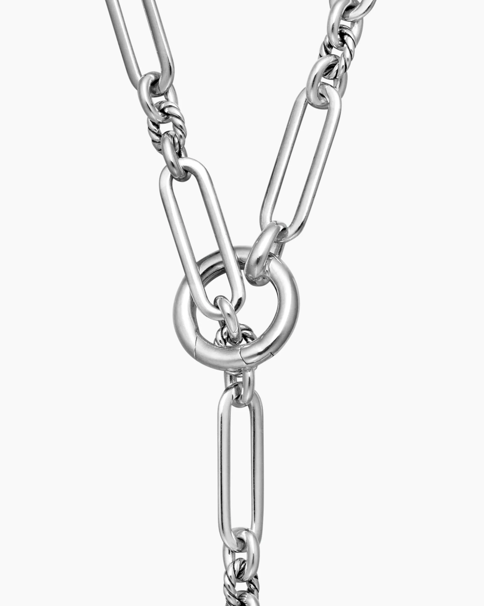 Lexington Y Chain Necklace Sterling Silver with Diamonds, 6.5mm