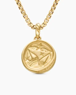 Libra Amulet 18K Yellow Gold with Diamonds, 19mm