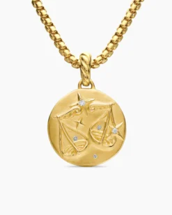 Libra Amulet 18K Yellow Gold with Diamonds, 19mm
