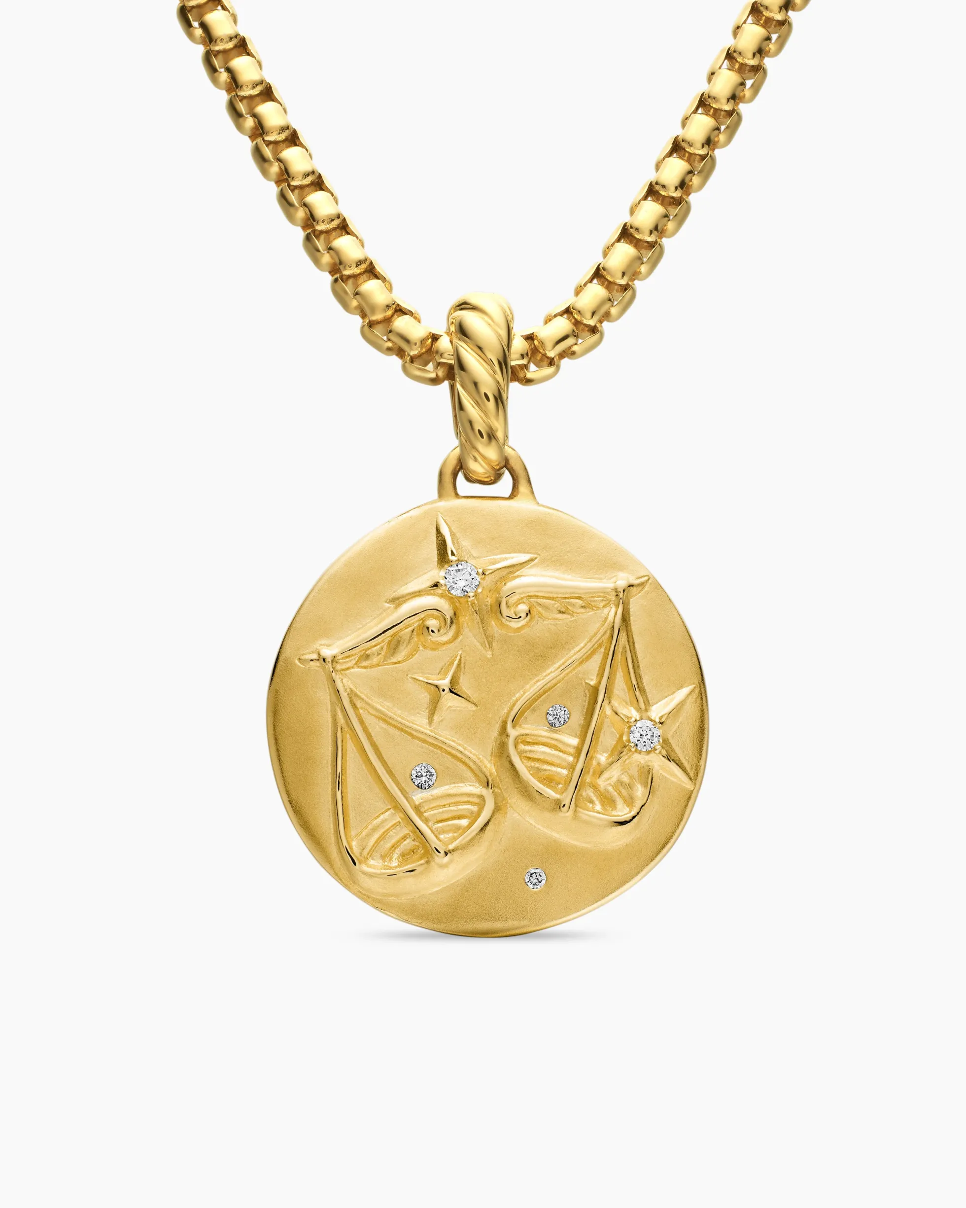 Libra Amulet 18K Yellow Gold with Diamonds, 19mm