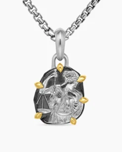 Libra Amulet Sterling Silver with 18K Yellow Gold, 23mm