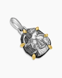 Libra Amulet Sterling Silver with 18K Yellow Gold, 23mm
