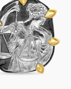 Libra Amulet Sterling Silver with 18K Yellow Gold, 23mm