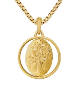 Life and Death Duality Amulet 18K Yellow Gold with Diamonds, 24mm