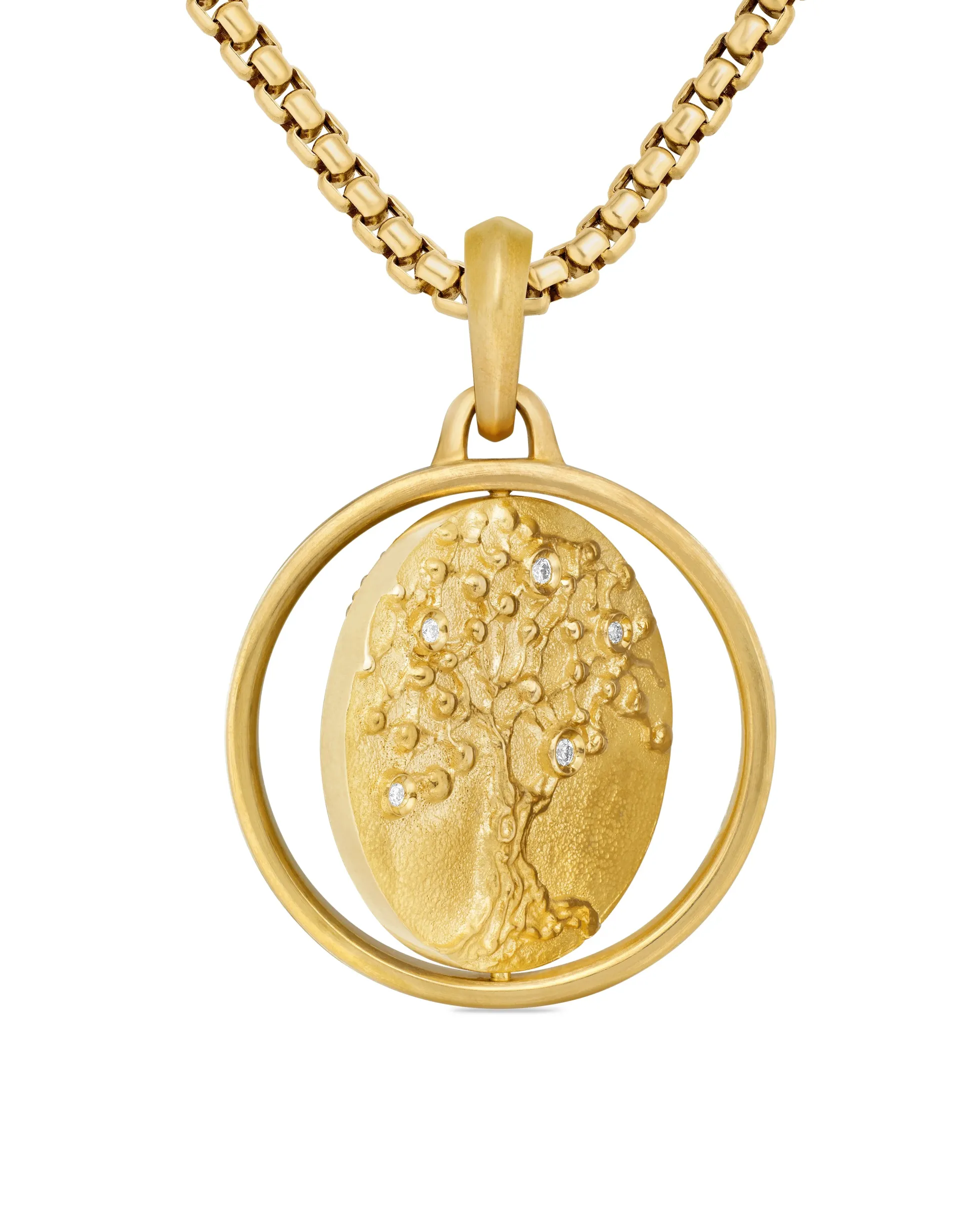 Life and Death Duality Amulet 18K Yellow Gold with Diamonds, 24mm