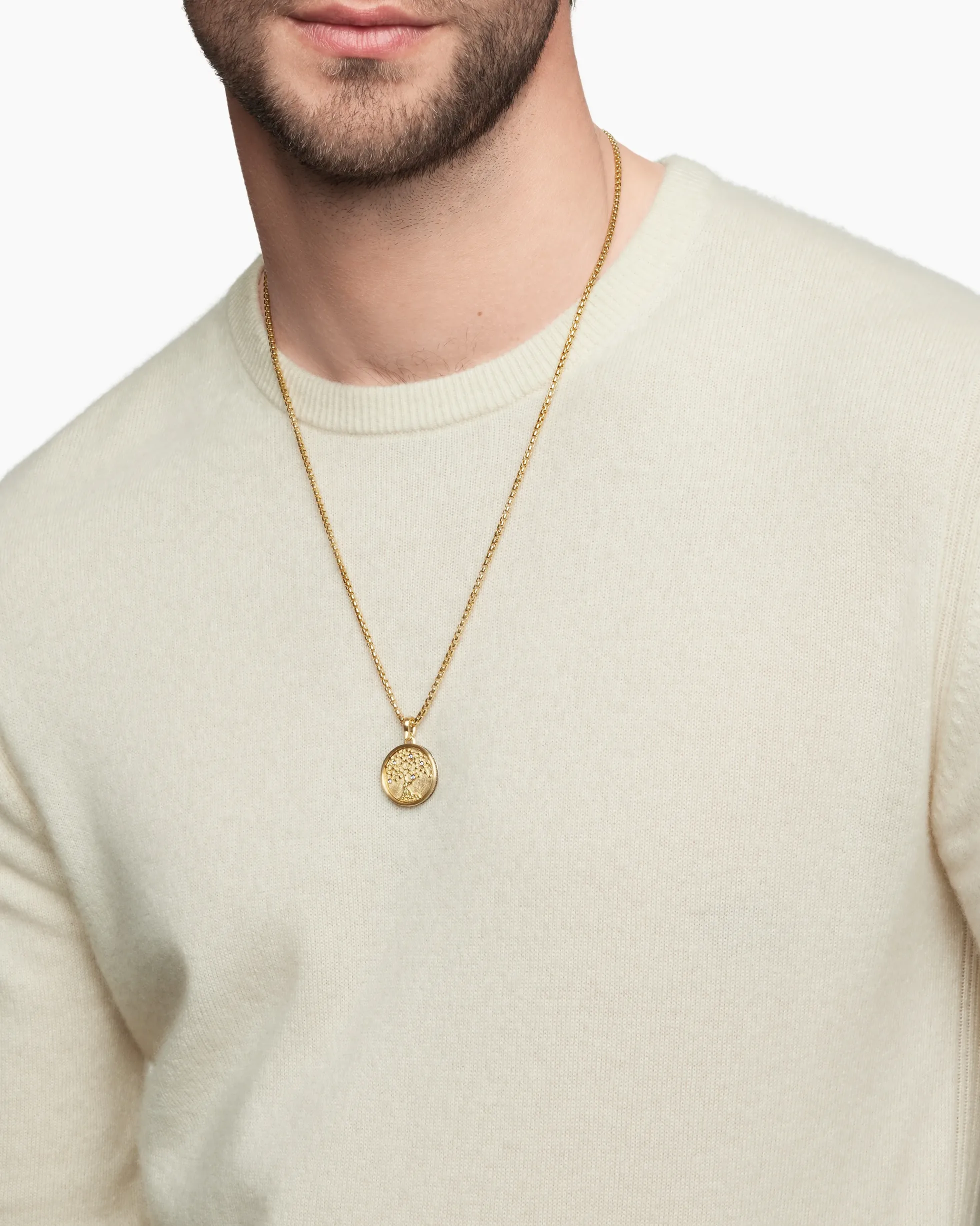 Life and Death Duality Amulet 18K Yellow Gold with Diamonds, 24mm