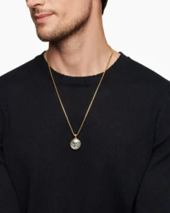 Life and Death Duality Amulet Sterling Silver with 18K Yellow Gold, 24mm