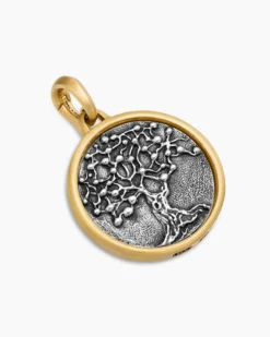 Life and Death Duality Amulet Sterling Silver with 18K Yellow Gold, 24mm