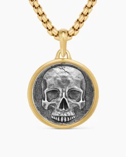 Life and Death Duality Amulet Sterling Silver with 18K Yellow Gold, 24mm