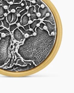 Life and Death Duality Amulet Sterling Silver with 18K Yellow Gold, 24mm