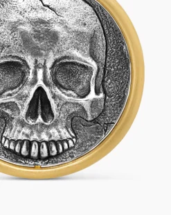 Life and Death Duality Amulet Sterling Silver with 18K Yellow Gold, 24mm