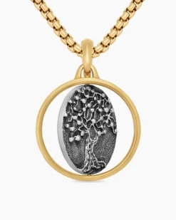 Life and Death Duality Amulet Sterling Silver with 18K Yellow Gold, 24mm