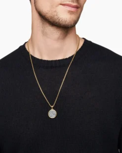 Life and Death Duality Amulet Sterling Silver with 18K Yellow Gold, 24mm