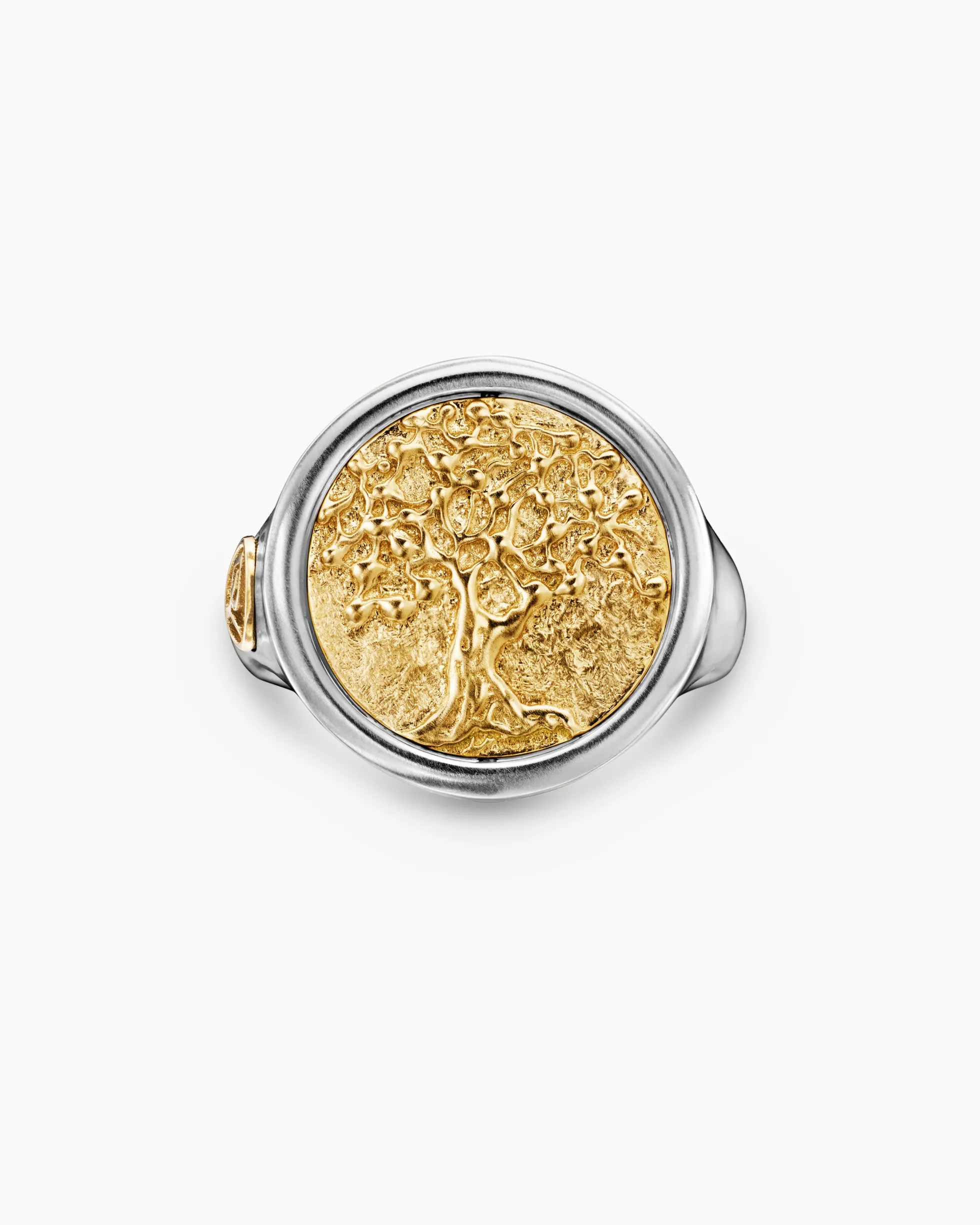 Life and Death Duality Signet Ring Sterling Silver with 18K Yellow Gold, 20mm