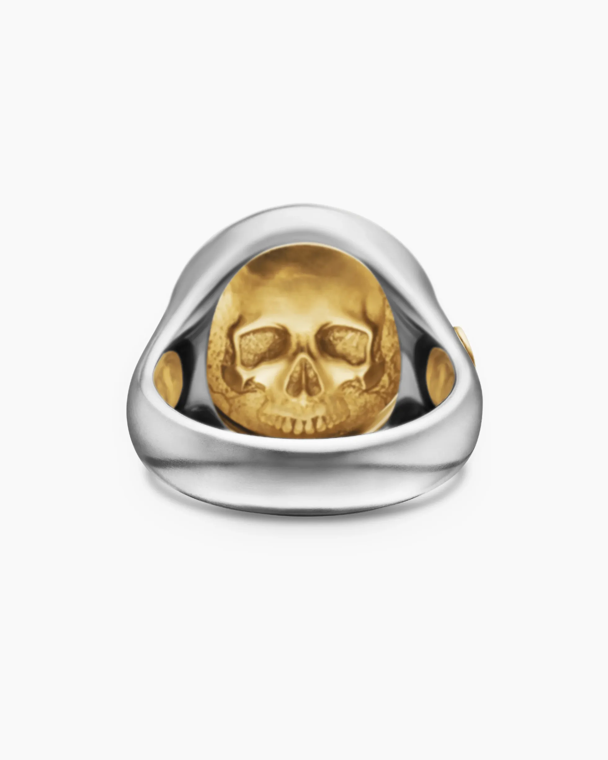Life and Death Duality Signet Ring Sterling Silver with 18K Yellow Gold, 20mm
