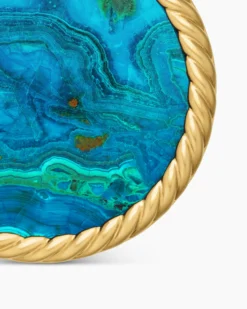 Limited DY Elements® Disc Pendant 18K Yellow Gold with Chrysocolla and Diamonds, 24mm