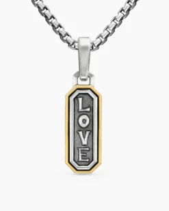 Love Amulet Sterling Silver with 14K Yellow Gold, 22mm