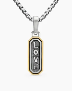 Love Amulet Sterling Silver with 14K Yellow Gold, 22mm