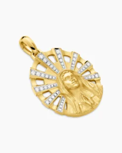 Madonna Amulet 18K Yellow Gold with Diamonds, 29mm