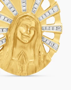 Madonna Amulet 18K Yellow Gold with Diamonds, 29mm