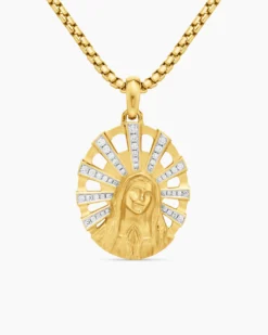 Madonna Amulet 18K Yellow Gold with Diamonds, 29mm