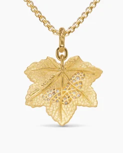 Maple Leaf Butterfly Amulet 18K Yellow Gold with Diamonds, 24mm