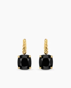 Marbella Drop Earrings 18K Yellow Gold with Black Onyx, 11mm